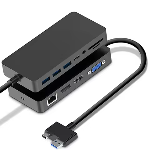 11 in 1 USB 3.0 Mini DP to 4K HD/DP/VGA 3.5 Audio Gigabit Ethernet SD/TF Card Reader Hub for Microso