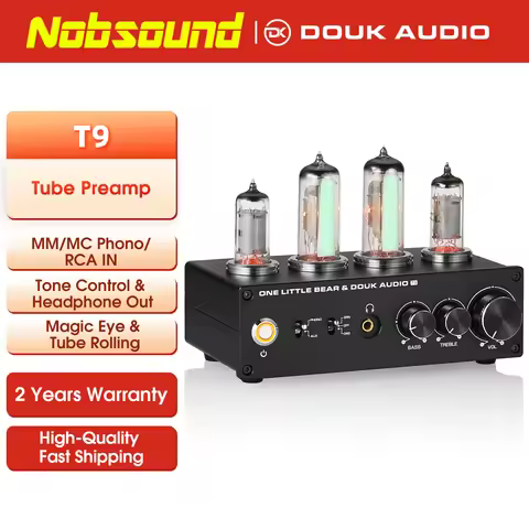 Nobsound T9 Mini 6E2 MM/MC Phono Stage Turntable Preamp HiFi Stereo Audio Vacuum Tube Preamplifier D
