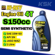 100% ORIGINAL 1L MINYAK HI REV 4T HIREV S150CC 15W50 SEMI SYNTHETIC MOTORCYCLE ENGINE OIL HIREV Y15 