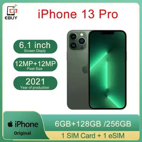 Original iPhone 13 Pro Smartphone 128/256GB ROM 6GB RAM 6.1" Super Retina OLED A15 IOS Face ID NFC 5