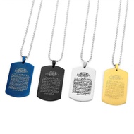 Hip Hop Military Army Style Tags Pendant Necklace for Men Women Muslim Fashion Jewelry
