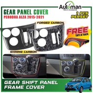 Gear Shift Panel Frame Cover Perodua Alza 2015 - 2021 Center Console Protector Black Forged Carbon A