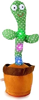 Doohickey Dancing Cactus, Interactive Toy, Talking Cactus Repeat What You Say, LED Lights, Cactus Toy 60 Unique Popular Songs for Kids, Dance, Record, and Sing, Rechargable USB Cord Included