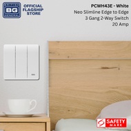 General BG Neo Slimline Edge to Edge, 3 Gang, 2-Way Switch, 20 Amp (PCWH43E)
