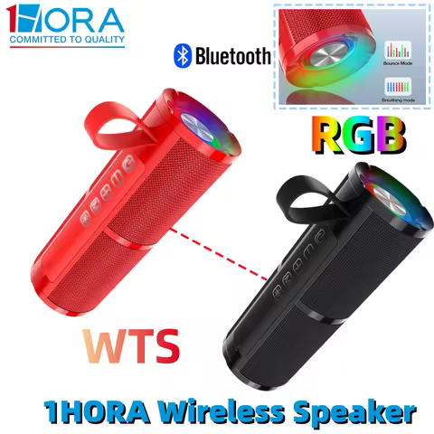 1HORA Bluetooth Speaker Portable Outdoor Portable Wireless Speaker with 2 RGB Light Modes 4 Hours Pl