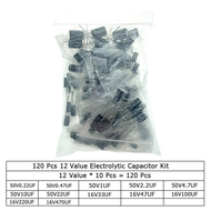 Aluminum Electrolytic Capacitor Assorted Kit 120/200/500PCS Boxed16V/25V/50V  0.1uF-1000uF 1uF 4.7uF