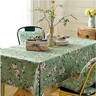 1mx1m5-2m Tablecloth with checkered and leaf patterns - rough Canvas fabric to decorate dining table