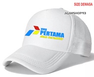 topi trucker logo pertamina
