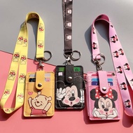 Disney Women Men 5 Bits Shaped Business Named Card Holder Identity Lanyard PU Neck Strap Card Bus ID IC Holders With Coin Purse