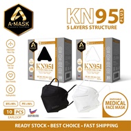 【𝐒𝐈𝐑𝐈𝐌 𝐂𝐄𝐑𝐓𝐈𝐅𝐈𝐄𝐃】A-MASK MEDICAL MDA APRROVED - KN95 5 Layers 10pcs BFE&gt;99% Black &amp; White Color Face Mask