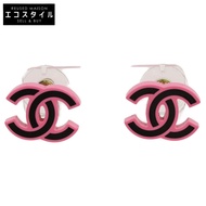 香奈兒 D22S 粉紅色黑色 Coco Mark 耳環 [二手]