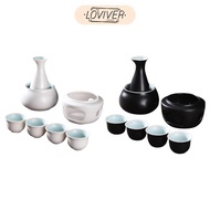 LOVIVER Ceramic Sake Set with Warmer, Sake Bottle, Creative Set of 4 Cups, Traditional Sake for Tea 
