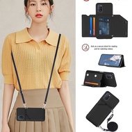 Leather Crossbody Strap Detachable Card Slot Pocket wallet backpack phone case For OPPO A7/A5S/A12 R