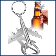 Airplane Bottle Opener Keychain Metal Plane Beer Openers Key Chains for Men Silver