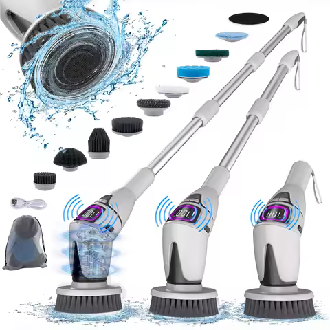 Electric Bathroom Cleaning Brush 10 in 1 Multifunctional Household Wireless Electric Spin Scrubber C