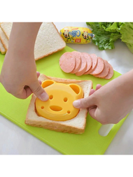 1入組熊形狀三明治刀麵包吐司口袋模具卡通風格飯團模具適用於便當盒