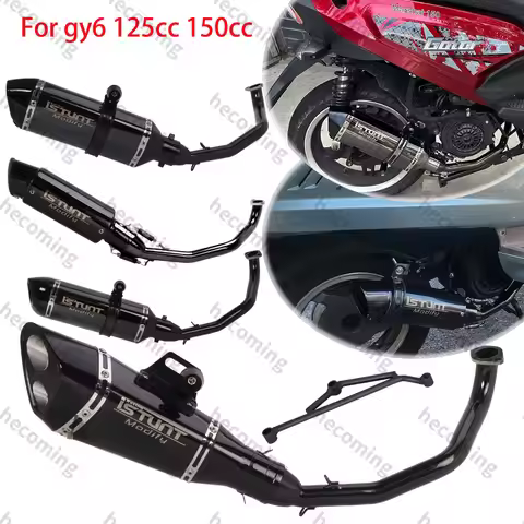 GY6 Full Exhaust System For GY6 125 150cc Scooter Motorcycle Exhaust Muffler Header Link Pipe Moped 
