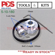 5mm to 10mm S3M Aluminum Alloy Timing Pulley & Transmission Belt Set for DIY Table Saw 180mm/192mm/2