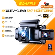 SOARFLY Car Recorder WIFI Night Vision 3-Channel Dashcam 1080P Front + 720P Inner + 720P Rear Dashca