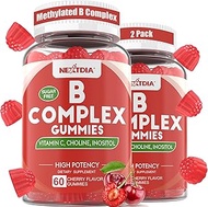 Vitamin B Complex Gummies for Adult (2 Packs) with Vitamin C + Zinc, Choline and Inositol for Suppor