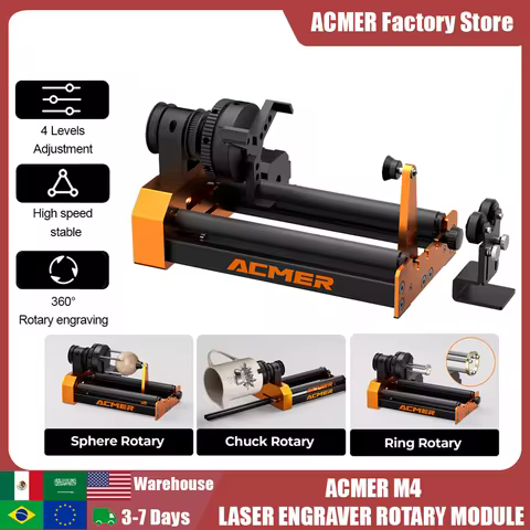 ACMER M4 Laser Engraver Rotary Module 4th Axis Rotary For Rotary Axis Clamp Diameter 4-64mm Accessor