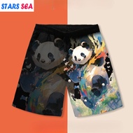 Straight Shorts Men's And Women's Printed Beach Shorts Cartoon Panda Shorts