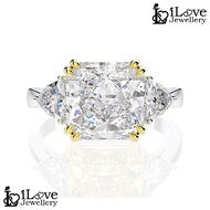 iLove Jewellery 925 Silver 18K White Gold Plated 5ct Square Zirconia Ring Engagement Cincin ILR009