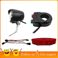 Electric Bicycle Front Rear Light Set 12-72V Ebike Headlight Tail Light Connection Wires Kit Cycling