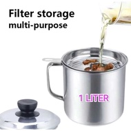 JS-Tempat Saring Minyak Bekas Pakai / Oil Pot Stainless / 1 LITER / 1000ML / 13 LITER / 1300ML / BOT