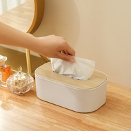 IG7R Household Living Room Desktop Creative Paper Storage Box High-value Wooden Lid Storage Tissue B