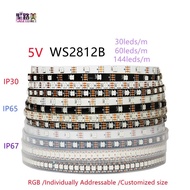 1m/5m WS2812/2812B Jalur LED DC5V SMD5050 Boleh Dialamatkan Secara Individu Jalur Lampu LED Pintar R