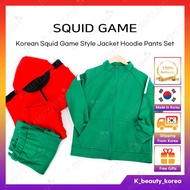 [Squid Game] Kids Korea Squid Game Style Jacket Hoodie Pants Set for unisex / Zip up Sweatshirt Uniform Sportswear Costume Cosplay