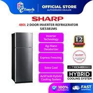 Sharp 480 L 2 Door Inverter Fridge / Refrigerator - Silver Colour SJE5381MS Peti Sejuk Peti Ais