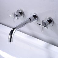 Basin Faucet In-Wall Installation Black / Brushed Gold Bathroom Double Handle Wall-Mounted Bathtub F