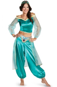 Hot Fairy Tale Aladdin Lamp Aladdin Costumes Jasmine Costume For Women Girls Family Matching Arabian Clothing Jasmine Dres Wigs