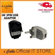 UK 3Pin DC 5V 1A USB Power Adapter Charger