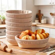 Olive-Shaped Bandon Bread Fermentation Basket Set, Yeast Bread Baking Bowl Set, Natural Wicker Bando