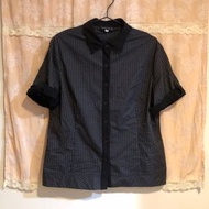 專櫃 港製 Konny &amp; Co 黑色銀直條紋短袖襯衫