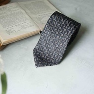 紳士古董絲質領帶-GIVENCHY-100% silk黑色系經典LOGO印花