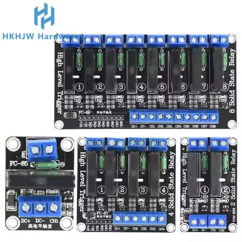 1 2 4 6 8 Channel 5V 12V 24V DC Relay Module Solid State High Level SSR AVR DSP G3MB-202P Relay 250V