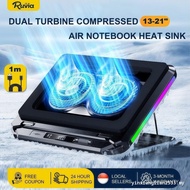 【 SG Stock 】D17 Powerful Dual Turbo Fan 3000RPM Laptop Cooler 10 Color RGB Light USB Port Cooler Pad