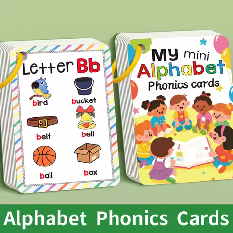 26 Letters English Alphabet Cards 156 Words with Pictures Children's Flashcards Colorful Design A-Z 