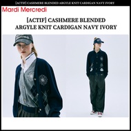 Mardi Mercredi [ACTIF] CASHMERE BLENDED ARGYLE KNIT CARDIGAN NAVY IVORY