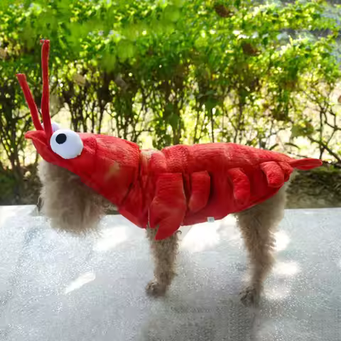 Lobster Shape Dog Costume Red Pet Halloween Outfit Premium Material Easy to Put on Off Great for Hol