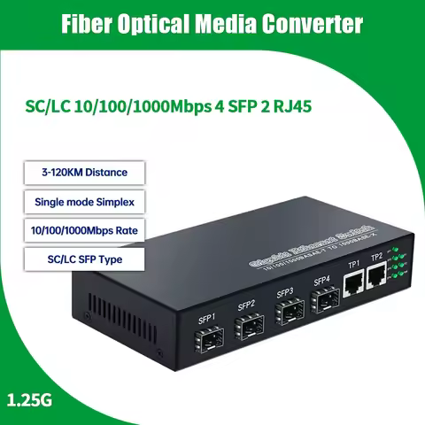Gigabit 4 SFP ports 2 RJ45 10/100/1000M fiber switch 4 port SFP Media converter Fiber Optical switch