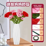 內地直送 - 扭扭棒郁金香花束手工diy材料包康乃馨红玫瑰送女友闺蜜节日礼物-【康乃馨】材料包+可做8枝 均码
