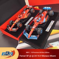 1: 18 Gift Box Customized Version BBR Ferrari SF-24 Leclair 2024 Monaco Winning F1 Car Model