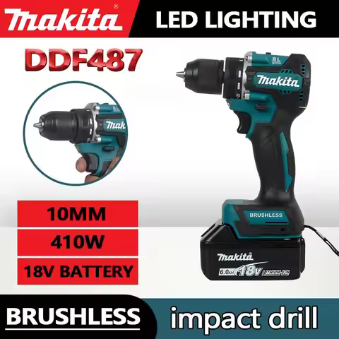 Makita 18V Battery DDF487 Screwdriver Brushless Electric Drill Impact Drill Of Decoration Team Power