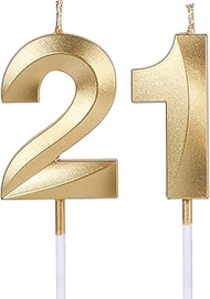 Gold 21st & 12th Birthday Candles for Cakes, Number 21 12 1 2 Glitter Candle Cake Topper for Party A
