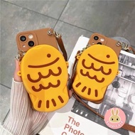 Taiyaki Coin Purse Wallet Phone Cover For Huawei Nova Y90 Y61 Y70 Plus 5T 3 3i 3e Y7P Y6P Y7 Y6 Prime Pro 2019 Silicone Wallet Case With Lanyard